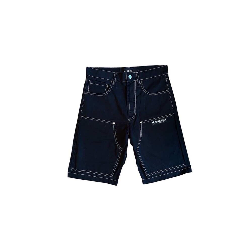 Misbhv Small Black Contrast Stitched Straight Leg Shorts - See Photos & Details